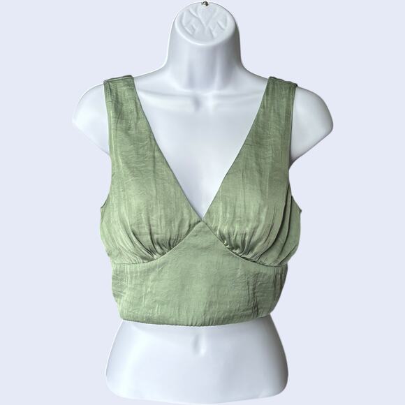 Superdown Halter Ruched Wrap Mini Dress Green S Fitted Y2K - Picture 1 of 4